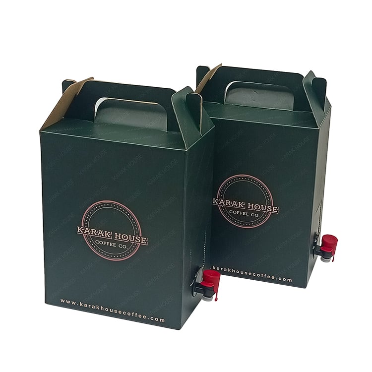 Custom Coffee Take Out 96oz Portable Box Kraft Disposable Coffee Dispenser Insulated for Hot Cold Drinks To Go Boxes