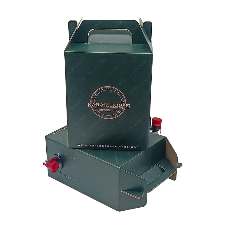 Custom Coffee Take Out 96oz Portable Box Kraft Disposable Coffee Dispenser Insulated for Hot Cold Drinks To Go Boxes