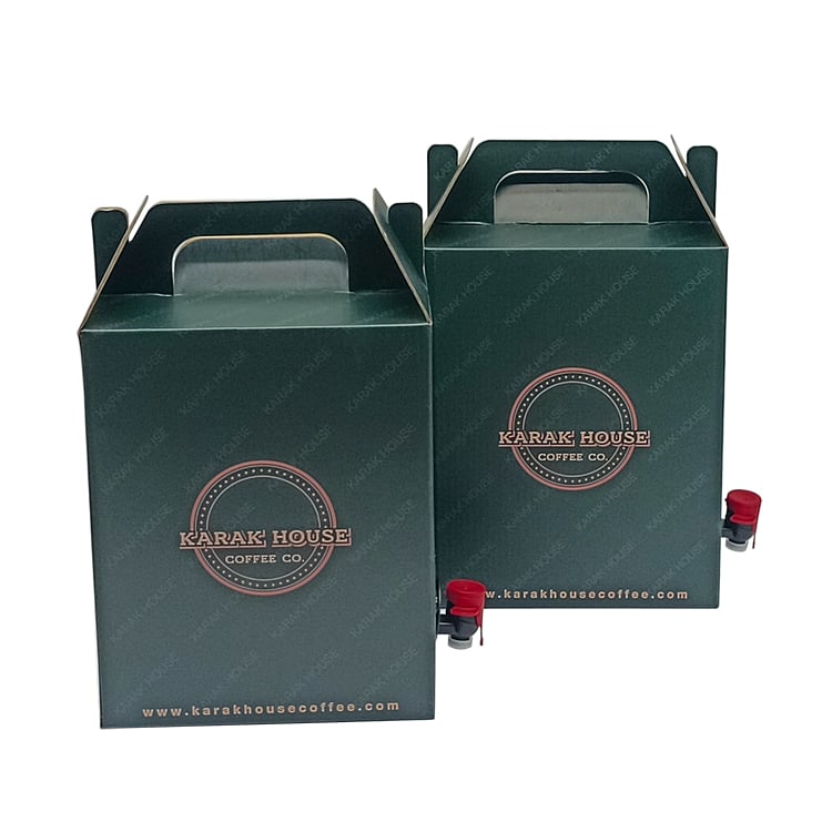 Custom Coffee Take Out 96oz Portable Box Kraft Disposable Coffee Dispenser Insulated for Hot Cold Drinks To Go Boxes