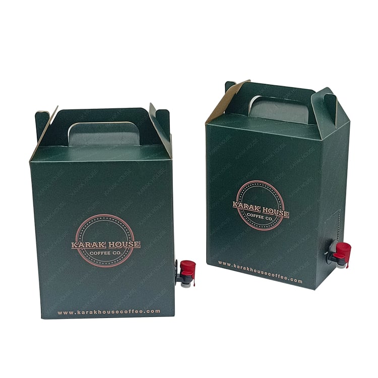 Custom Coffee Take Out 96oz Portable Box Kraft Disposable Coffee Dispenser Insulated for Hot Cold Drinks To Go Boxes