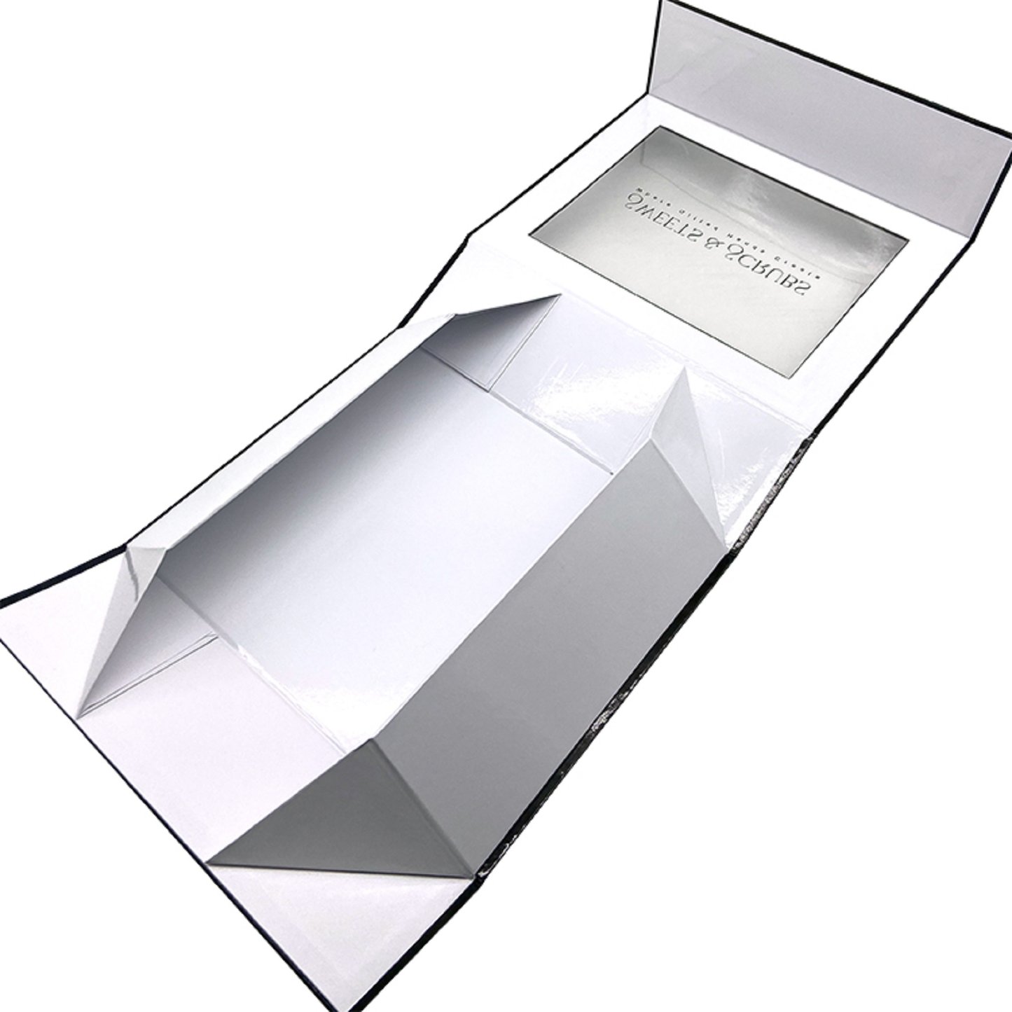 White Foldable magnetic rigid box  custom pvc window  packaging boxes for swimsuits