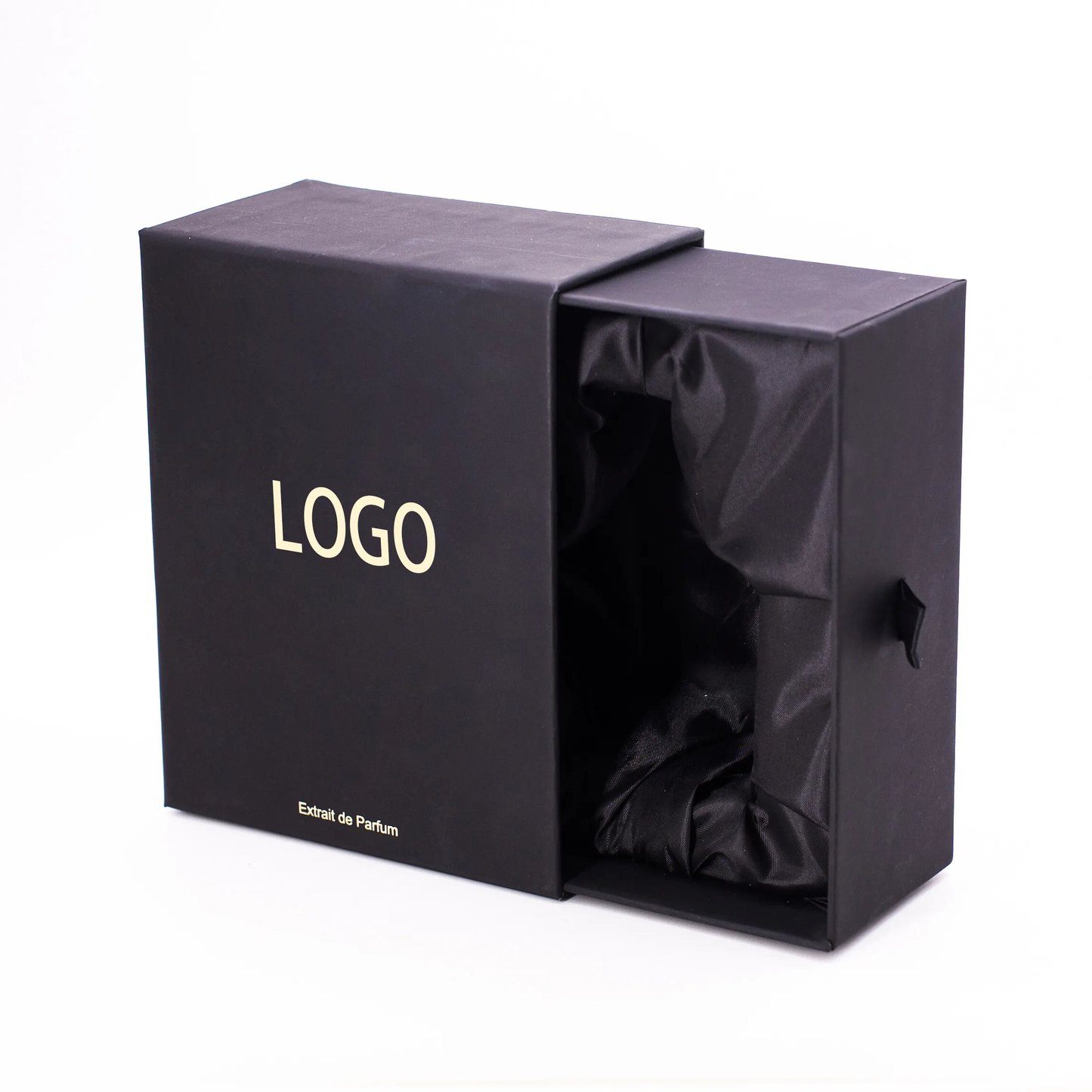 Wholesale Black Perfume Box Drawer Rigid Grey Board Printing Logo