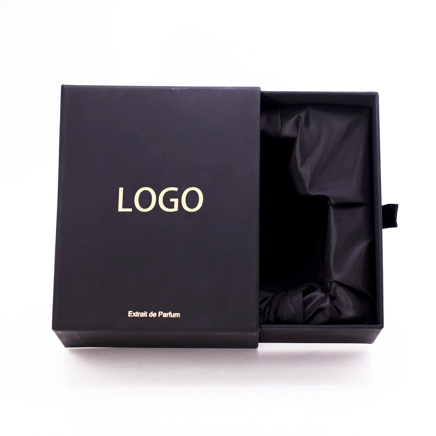 Wholesale Black Perfume Box Drawer Rigid Grey Board Printing Logo