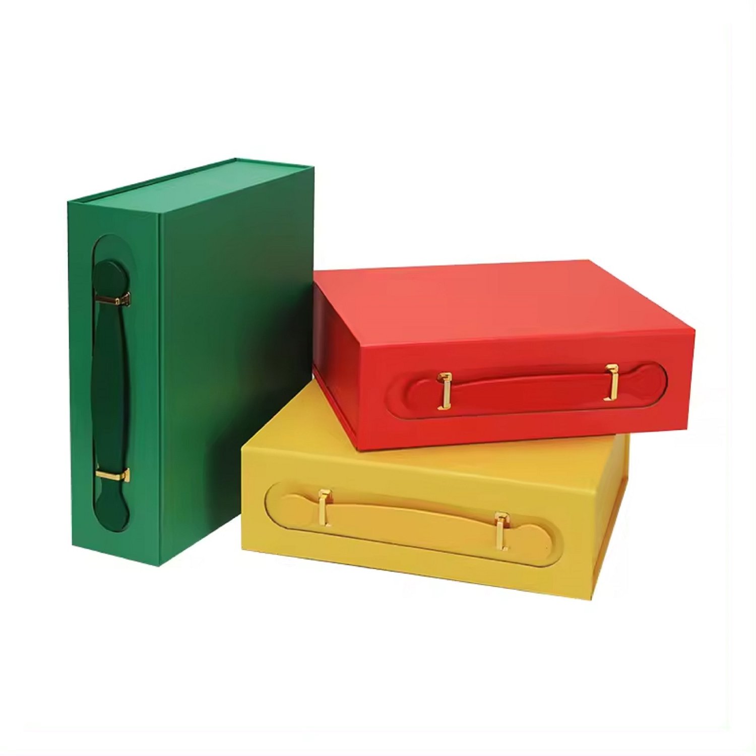 Luxury shoe box packaging  green cardboard  box  with  leather handle for sneakers