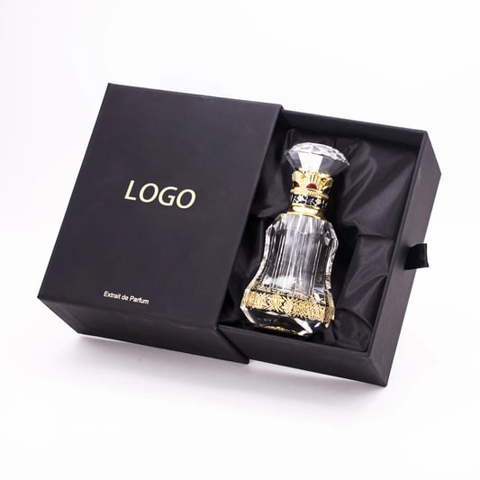 Wholesale Black Perfume Box Drawer Rigid Grey Board Printing Logo
