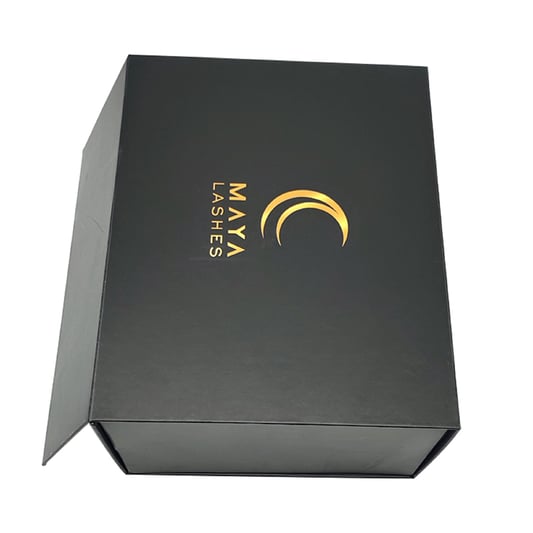 Black  magnetic  gift  box   custom logo  stamp  foldable  cardboard boxes  with  lids