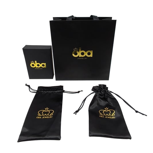 Wholesale Luxury Black Jewelry Paper Bag Ribbon Handle Custom Logo Printed Foil Stamping Shopping Bag