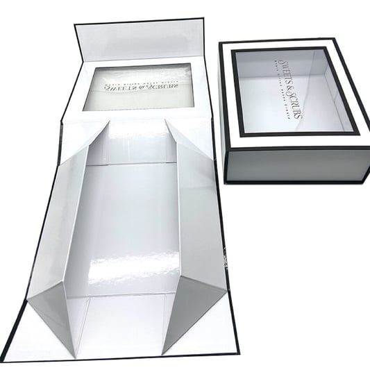 White Foldable magnetic rigid box  custom pvc window  packaging boxes for swimsuits